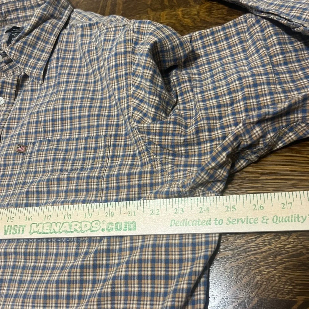 Ralph Lauren Polo Jeans Co Shirt Mens XL Blue Tan Plaid Cotton Button Down